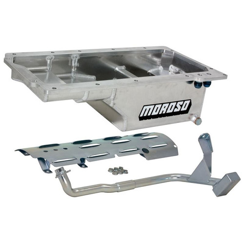 Moroso 21150 LS, Street/Strip Oil Pan, Rear Sump, 6 Quarts, Aluminum, Natural