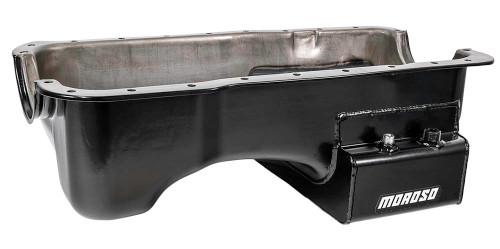 Moroso 20506 SB Ford, Street/Strip Oil Pan, Dual Sump, 7 Quarts, Steel, Black Powdercoated, Each