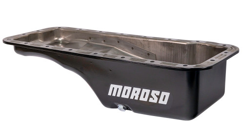 Moroso 20606 BB Ford, Street/Strip Oil Pan, Front Sump, 5 Quarts, Steel, Black Powdercoated, Each