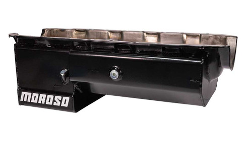 Moroso 21048 BB Chevy IV, Drag Race Pan, Rear Sump, 6 Quarts, Steel, Black Powdercoated, Each