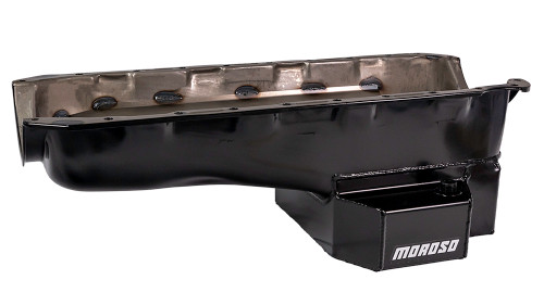 Moroso 20420 BB Chevy IV, Drag/Road Race Oil Pan, Rear Sump, 6.50 Quarts, Steel, Black Powdercoated, Each