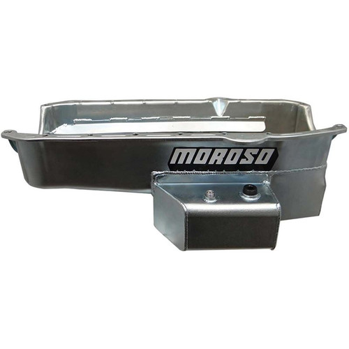 Moroso 21816 SBC Street/Strip Oil Pan, Rear Sump, 7 Quarts, Steel, Zinc