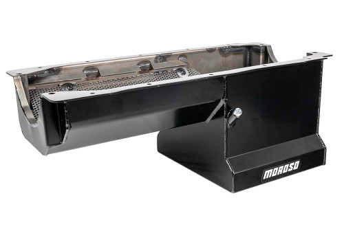 Moroso 20193 SBC Street/Strip Oil Pan, Rear Sump, 7 Quarts, Steel, Black Powdercoated, Each