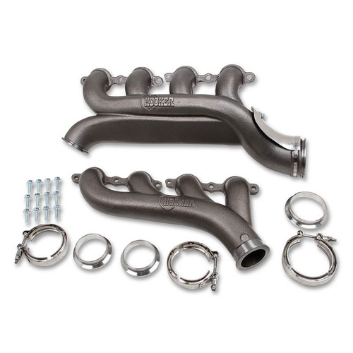 Hooker 8510HKR LS Turbo Manifolds, 1 3/4 in. Primary, 2.5 in. 3 in Outlet, Cast, Natural, Pair