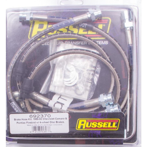 Russell 692370 1989-1992 F-Body Street Legal, Braided Brake Line Kit, Disc/Disc