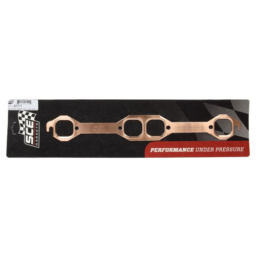 SCE 4111 SB Chevy, Pro Copper Embossed Header Gaskets, 1.740 in. Port, Pair