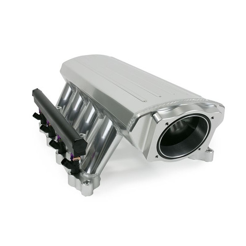 TSP Velocity Ford 5.0L Coyote EFI Fabricated Intake With Fuel Black Rails, Clear Anodized