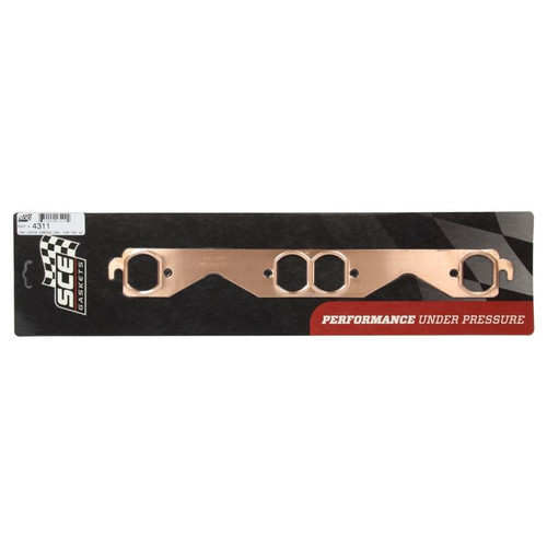 SCE Gaskets 4311 SBC Pro Copper Exhaust Gaskets, 1.350 x 1.770 in. Port, Pair