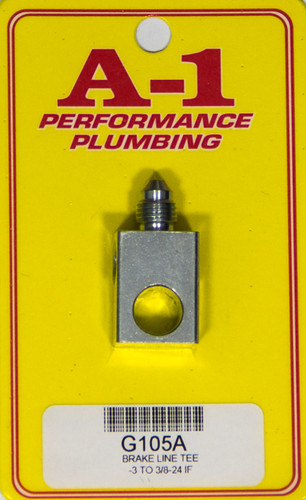 A-1 Products A1PG105A Fitting, Adaptor Tee, Dual 3/8-24 in Inverted Flare Female to 3 AN Male, 7/16 Thru Hole, Steel, Zinc Oxide, 3/16 in Hardline, Each