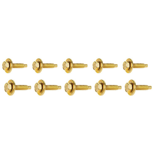 Allstar Performance ALL16554 Body Bolt Kit, 1/4-20 in Thread, 1-1/8 in Long, Hex Head, Steel, Cadmium, Set of 10