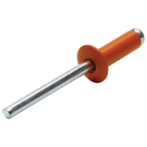 Allstar Performance ALL18005 Rivet, Small, 3/8 in Head, 3/16 in Steel Mandrel, 1/4 to 3/8 in Grip Range, Aluminum, Orange Paint, Set of 250