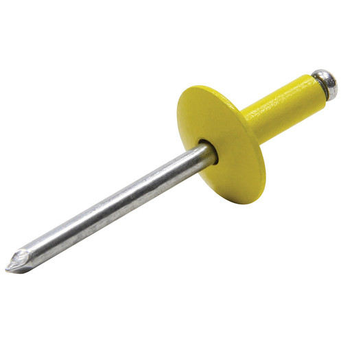 Allstar Performance ALL18056 Rivet, Large, 5/8 in Head, 3/16 in Aluminum Mandrel, 1/4 to 3/8 in Grip Range, Aluminum, Yellow Paint, Set of 250