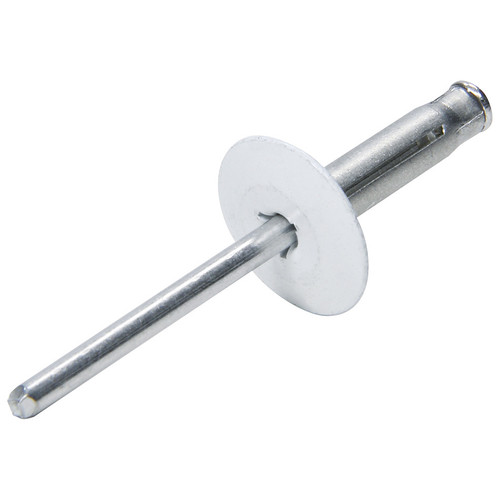 Allstar Performance ALL18061 Rivet, Large, 5/8 in Head, 3/16 in Aluminum Flange Mandrel, 1/8 to 3/8 in Grip Range, Aluminum, White Paint, Set of 250