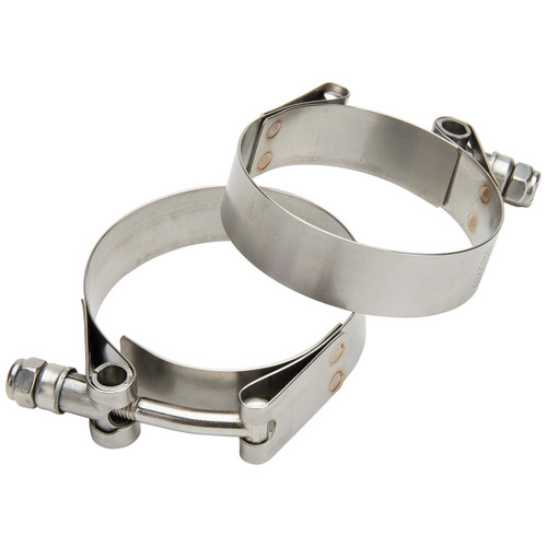 Allstar Performance ALL18350 Hose Clamp, T-Bolt, 0.75 in Wide, 2.375 to 2.75 in Range, Stainless, Natural, Pair