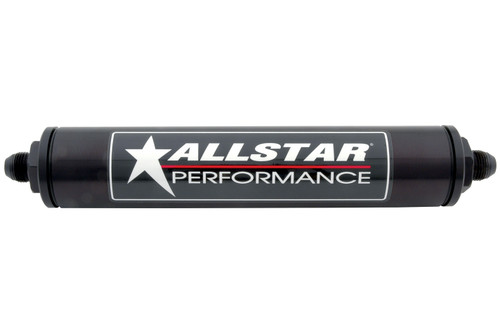 Allstar Performance ALL40238 Fuel Filter, In-Line, 10 Micron, Paper Element, 6 AN Male Inlet, 6 AN Male Outlet, Aluminum, Black Anodized, Each