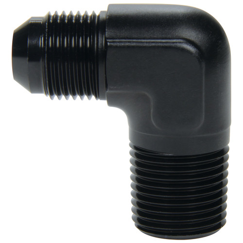 Allstar Performance ALL49580 Fitting, Adapter, 90 Degree, 12 AN Male to 1/2 in NPT Male, Aluminum, Black Anodized, Each