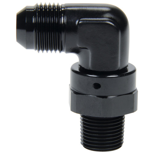 Allstar Performance ALL49587 Fitting, Adapter, 90 Degree, 6 AN Male to 1/8 in NPT Male, Swivel, Aluminum, Black Anodized, Each