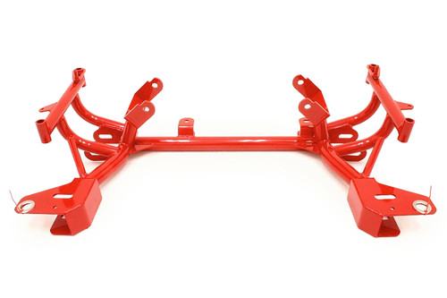 Bmr Suspension KM013R K-Member, Tubular, Turbo Clearance, Factory Steering Rack, Steel, Red Powder Coat, GM LS-Series, GM F-Body 1998-2002, Each