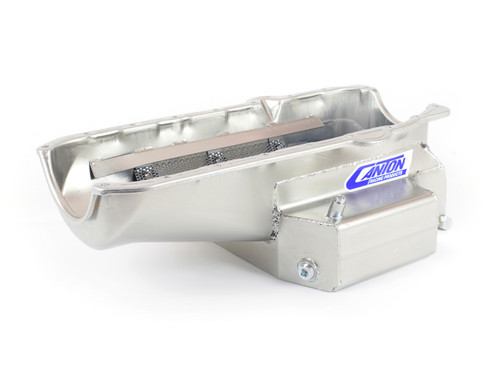 Canton 11-120M Engine Oil Pan, Oval Track, Rear Sump, 8 qt, 7 in Deep, Steel, Cadmium, Small Block Chevy, Each