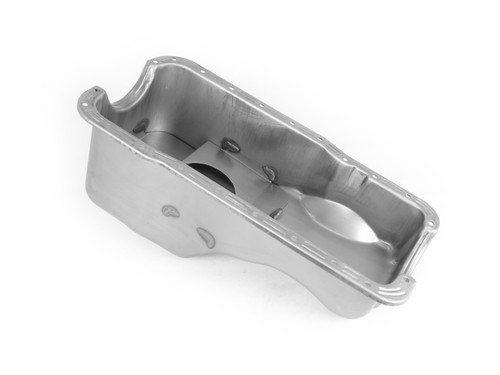 Canton 15-600 Engine Oil Pan, Stock Replacement, Front Sump, 5 qt, Stock Depth, Steel, Cadmium, Small Block Ford, Each