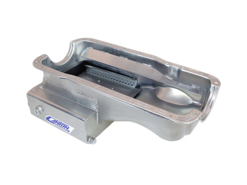 Canton 15-680 Engine Oil Pan, Street / Strip / Road Race, Front Sump, 9 qt, 8 in Deep, Steel, Cadmium, Small Block Ford, Each