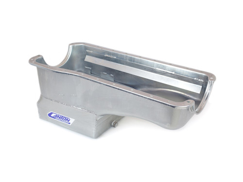 Canton 15-750 Engine Oil Pan, Street / Strip / Road Race, Front Sump, 8 qt, 10 in Deep, Steel, Cadmium, Big Block Ford, Each