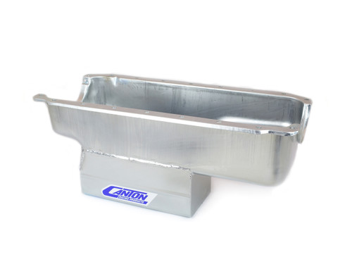 Canton 15-910 Engine Oil Pan, Street / Strip / Road Race, Center Sump, 7 qt, 9 in Deep, Steel, Cadmium, Small Block Mopar, Each