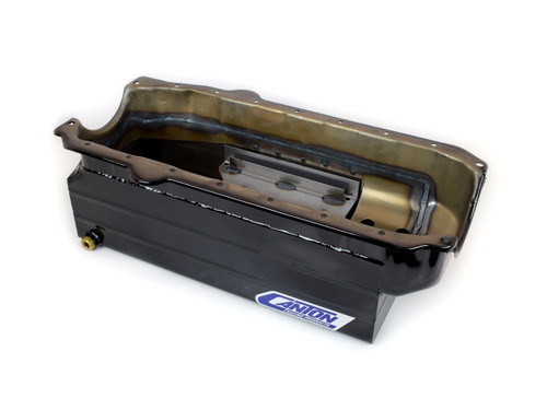 Canton 18-100 Engine Oil Pan, Marine, Full Sump, 8 qt, 7-1/2 in Deep, Steel, Black Powder Coat, Small Block Chevy, Each