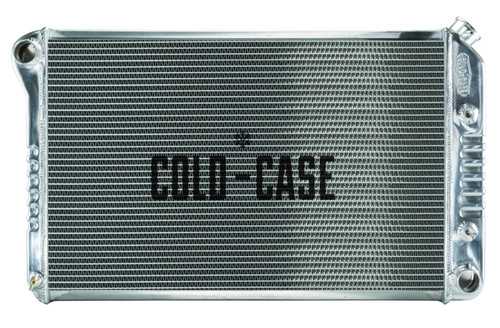 Cold Case Radiators CHC545A Radiator, 31.500 in W x 19 in H x 3 in D, Driver Side Inlet, Passenger Side Outlet, Aluminum, Polished, Automatic, GM F-Body 1970-81, Each