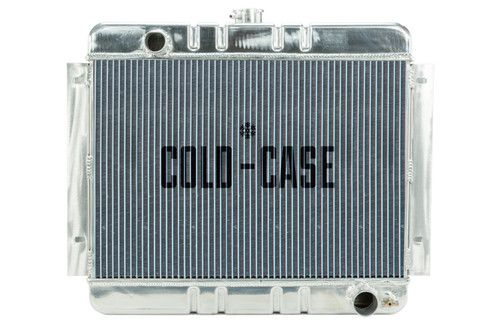 Cold Case Radiators CHN540 Radiator, 22.350 in W x 20.700 in H x 3 in D, Driver Side Inlet, Passenger Side Outlet, Aluminum, Polished, Manual, GM X-Body 1962-67, Each