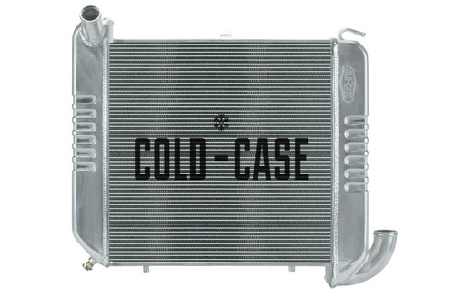 Cold Case Radiators CHV712A Radiator, 24.500 in W x 18 in H x 3 in D, Driver Side Inlet, Passenger Side Outlet, Aluminum, Polished, Small Block Chevy, Chevy Corvette 1963-68, Each