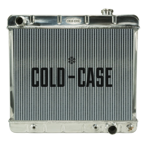 Cold Case Radiators GMT555A Radiator, 24.500 in W x 22.500 in H x 3 in D, Driver Side Inlet, Passenger Side Outlet, Aluminum, Polished, Automatic, GM Fullsize Truck 1963-66, Each
