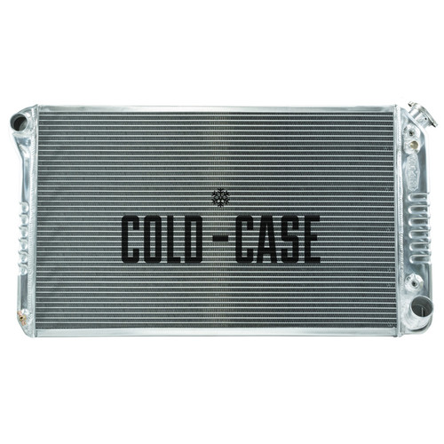 Cold Case Radiators GMT558A Radiator, 34 in W x 18.600 in H x 3 in D, Driver Side Inlet, Passenger Side Outlet, Aluminum, Polished, Automatic, GM Fullsize Truck 1967-76, Each