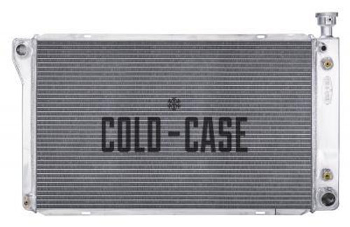 Cold Case Radiators GMT572A Radiator, 33.850 in W x 20.400 in H x 3 in D, Driver Side Inlet, Passenger Side Outlet, Aluminum, Polished, GM Fullsize Truck 1988-98, Each