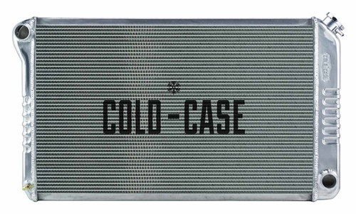 Cold Case Radiators GPF18 Radiator, 33.200 in W x 18.800 in H x 3 in D, Driver Side Inlet, Passenger Side Outlet, Aluminum, Polished, Manual, GM F-Body 1970-81, Each