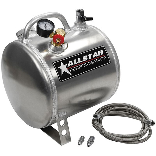 Allstar Performance ALL10535 Oil Pressure Primer Tank, -4 AN Hose, 1/8 in NPT Male Fitting, Portable, Aluminum, kit