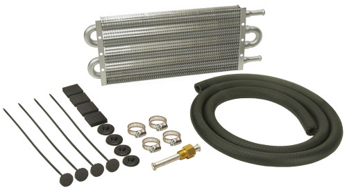 Derale 12901 Fluid Cooler, Dyno-Cool, 13 x 5 x 0.750 in, Tube Type, 11/32 in Hose Barb Inlet / Outlet, Fitting / Hardware / Hose, Natural, Automatic Transmission, Kit