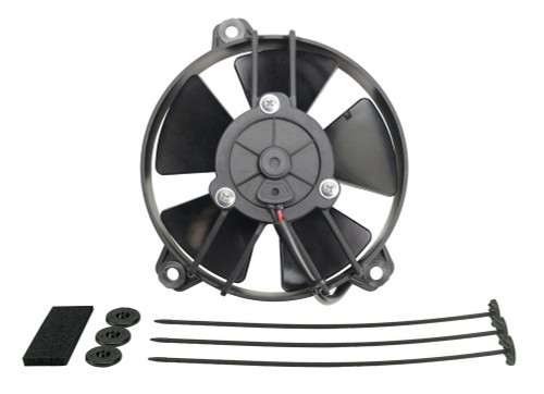 Derale 16105 Electric Cooling Fan, High Output, 5 in Fan, Puller, 315 CFM, 12V, Paddle Blade, 5-5/8 x 6-1/4 in, 2-1/4 in Thick, Install Kit, Plastic, Kit