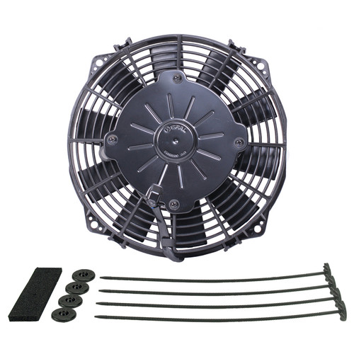 Derale 16108 Electric Cooling Fan, Standard, 8 in Fan, Puller, 366 CFM, 12V, Straight Blade, 8 x 8-1/4 in, 2 in Thick, Plastic, Each