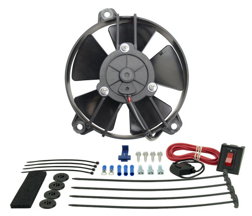 Derale 16505 Electric Cooling Fan, Tornado, 5 in Fan, Puller, 315 CFM, 12V, Paddle Blade, 6-1/4 x 5-5/8 in, 2-1/4 in Thick, Install Kit, Plastic, Kit