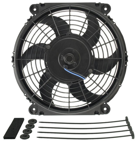 Derale 16620 Electric Cooling Fan, Tornado, 10 in Fan, Push / Pull, 650 CFM, 12V, Curved Blade, 10-5/8 x 11-1/4 in, 2-1/2 in Thick, Install Kit, Plastic, Kit