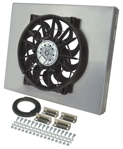 Derale 16820 Electric Cooling Fan, HO RAD, 14 in Fan, Puller, 2100 CFM, 12V, Curved Blade, 20 x 16-3/8 in, 2-3/4 in Thick, Aluminum Shroud, Plastic, Kit