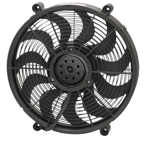 Derale 16917 Electric Cooling Fan, 17 in Fan, Push / Pull, 2400 CFM, 12V, Curve Blade, 16-7/8 x 16-7/8 in, 2-5/8 in Thick, Plastic, Each