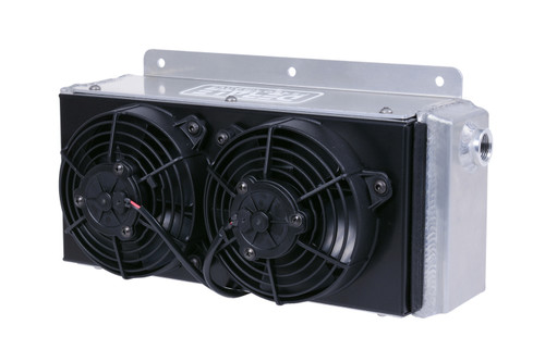 Derale 65840 Fluid Cooler and Fan, 15 x 8.250 x 7 in, Tube Type, 10 AN Female O-Ring Inlet / Outlet, Universal, Each