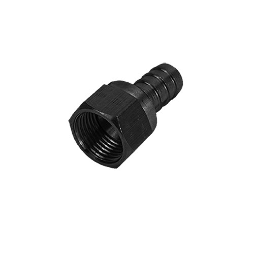 Derale 98203 Fitting, Hose End, Straight, 1/2 in Hose Barb to 10 AN Female, Swivel, Aluminum, Black Anodized, Each