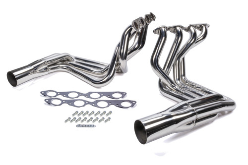 Dougs Headers D381-SS Headers, SideMount, 2-1/8 in Primary, 4 in Collector, Stainless, Natural, Big Block Chevy, Chevy Corvette 1963-82, Pair