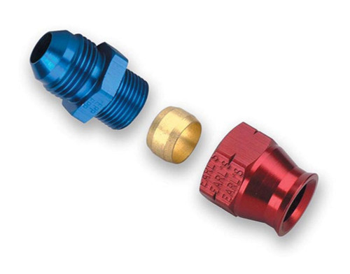 Earls 165008ERL Fitting, Tube End, Straight, 8 AN Male to 1/2 in Tubing, Aluminum, Blue / Red Anodized, Each