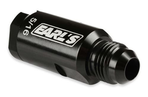 Earls 751156ERL Fitting, Fuel Line Adapter, Straight, 5/16 in SAE Female Quick Disconnect to 6 AN Male, Aluminum, Black Anodized, Each