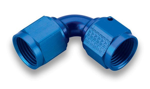 Earls 935108ERL Fitting, Adapter, 90 Degree, 8 AN Female Swivel to 8 AN Female Swivel, Aluminum, Blue Anodized, Each