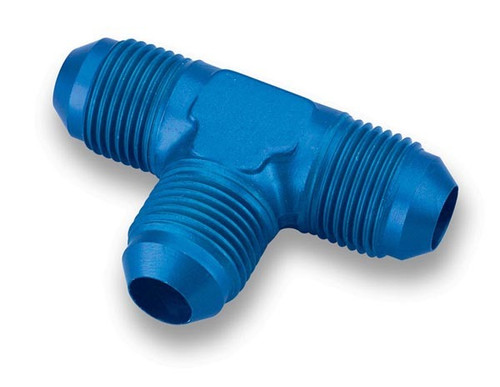 Earls 982406ERL Fitting, Adapter Tee, 6 AN Male x 6 AN Male x 6 AN Male, Aluminum, Blue Anodized, Each